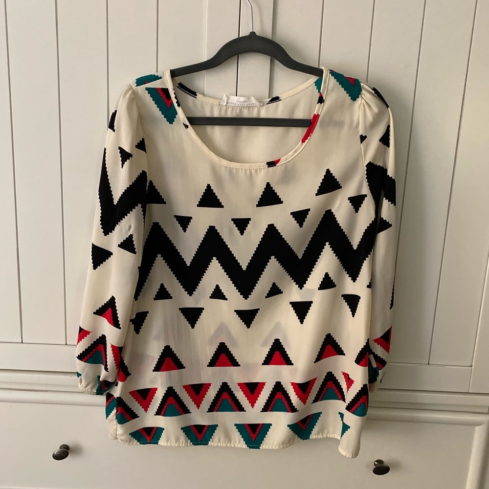 Size Small/Medium Aztec Print Silky Blouse